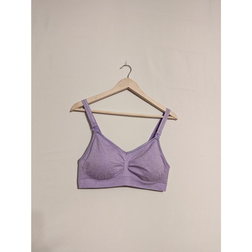 Nursing maternity bra womens large purple stretchy padded adjustable straps